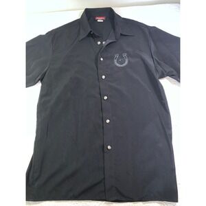 Vintage Ranchero Mens Black Western Shirt Short Sleeve Horse Horseshoe Small USA